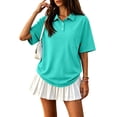thumbnail image 3 of Garbnen Women's Polo Shirts Short Sleeve Collared Button Womens T Shirts V Neck Side Slit Casual Lightweight Trendy Golf Shirts Women with Pocket XXL, 3 of 9