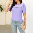 thumbnail image 5 of ZyeKqe Womens Tops Dressy Casual Crochet Short Sleeve Business Shirts Crewneck Work Office Blouses, 5 of 5