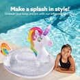 thumbnail image 4 of Joyfy Inflatable Unicorn Pool Float Raft with Glitters, Fun Beach Floaties, Ride On Unicorn Raft, Pool Toys, Party in Summer Lounge Raft Decorations for Kids, 4 of 7