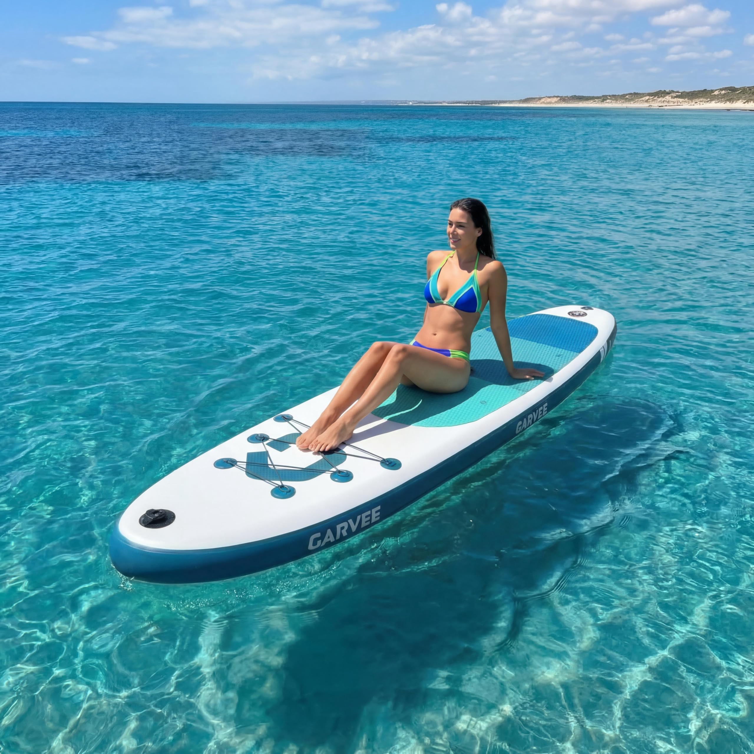 Garvee 12ft Inflatable Stand Up Paddle Board with Premium SUP Accessories,400 lb Capacity,Blue