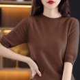 thumbnail image 3 of Womens Short Sleeve Sweaters Tops Crew Neck Cotton Pullover Shirt Lightweight Soft Casua Loose Knit Blouse, 3 of 3