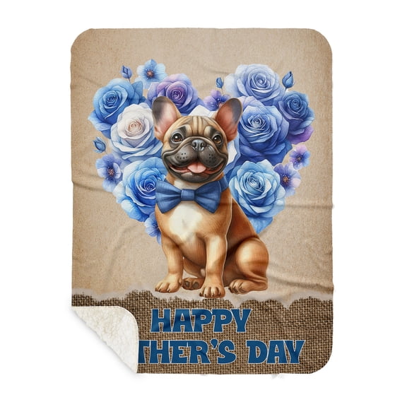 French Bulldog Proud Dad Happy Father's Day Cozy Sherpa Blanket Dog Lover Gifts Warm Soft Throw Blanket - 02008
