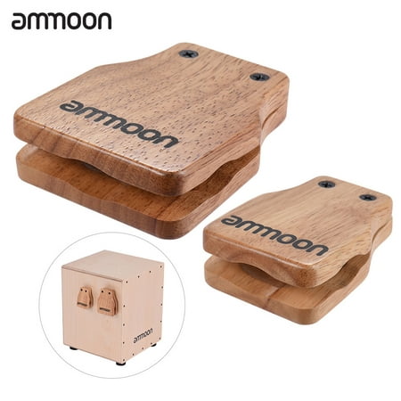 ammoon Large & Medium 2pcs Cajon Box Drum Companion Accessory Castanets for Hand Percussion