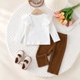 thumbnail image 6 of xaweyi Toddler Girls 2 Piece Outfit Ruffle Long Sleeve Top Flare Pants Set Kids Fall Clothes with 3D Floral Bow Decoration Size 3-6 Months, 6 of 9