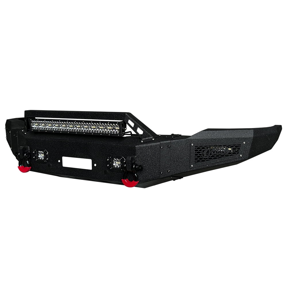Vijay Compatible with 2014-2015 GMC Sierra 1500 Front Bumper Textured Steel with Light and D-ring