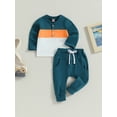 thumbnail image 3 of Bagilaanoe 2PCS Toddler Baby Boys Long Pants Set Contrast Color Long Sleeve T-Shirts Tops + Sweatpants 6M 12M 18M 24M 3T Kids Casual Outfits, 3 of 8