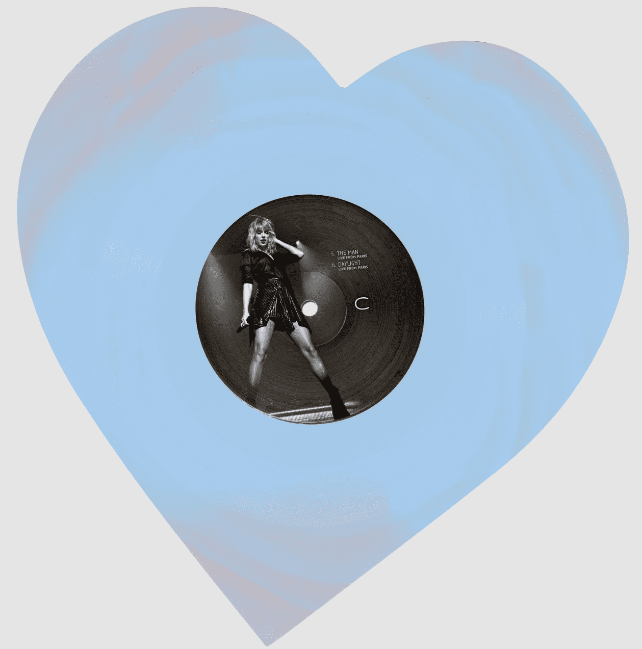 Taylor Swift Lover Live From Paris Pink/Yellow & Blue Swirl Heart Shape Vinyl