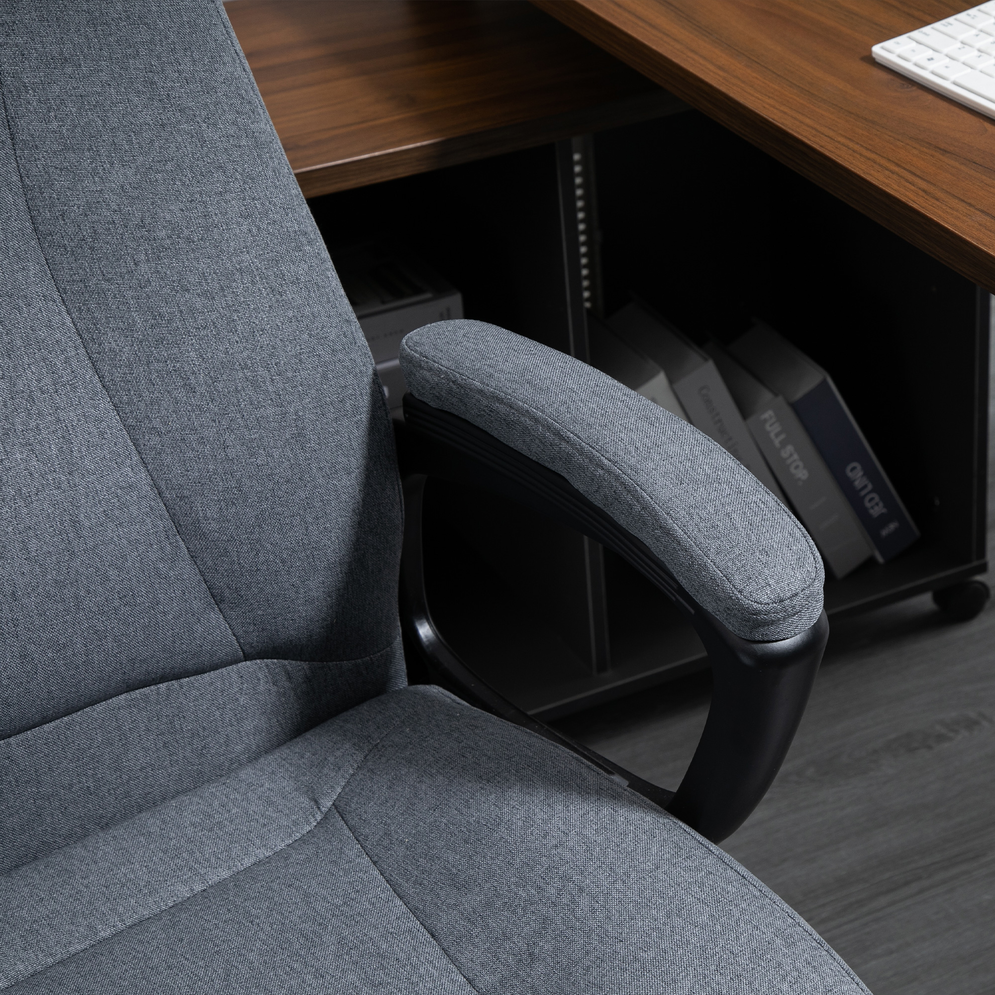 Vinsetto Fabric Home Office Chair, Computer Desk Chair with Tilt Function, Executive Chair with 360 Swivel, Adjustable Height, Padded Armrests and Headrest, Gray - image 3 of 9