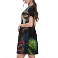 thumbnail image 2 of Naloa Vintage Wolf Warrior Print Womens Summer A-Line Dress with Pockets,Short Sleeve Dresses,Flowy Beach Swing Dress for Vacation Travel, 2 of 6