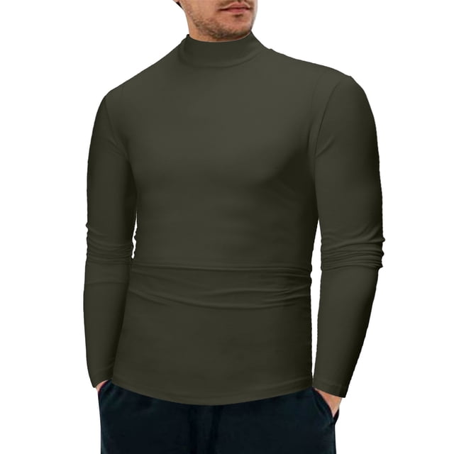 Ropa interior térmica de cuello bajo para hombre, ideal para el invierno: jersey liso de manga larga para combinar con otras prendas informales