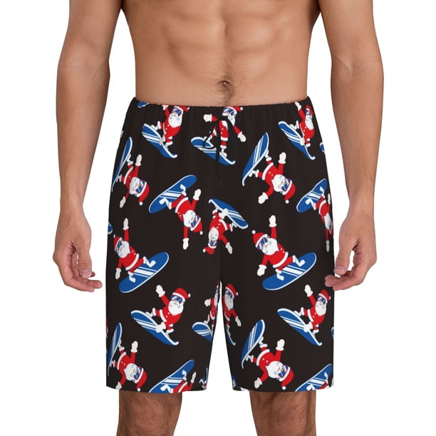 Fotbe Surfing Santa Pantalones Cortos de Pijama para Hombre, Ropa de Dormir, Pantalones de Pijama Cortos para Hombre-Medium