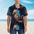 thumbnail image 2 of Balery Yellow Fish Seahorse Camisas hawaianas de manga corta para hombre, camisas playeras de corte holgado, camisas de vacaciones con botones,X-Large, 2 of 7