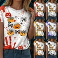 thumbnail image 2 of YDFCWXW Women's Halloween Graphic Short Sleeve T-Shirt - Cute & Spooky Printed Casual Tee for Parties Yellow, M, 2 of 7