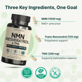 thumbnail image 5 of NMN Complex Supplement 1325MG - NMN 1000mg with Resveratrol and TMG, Support NAD+, 60 Capsules, 5 of 8