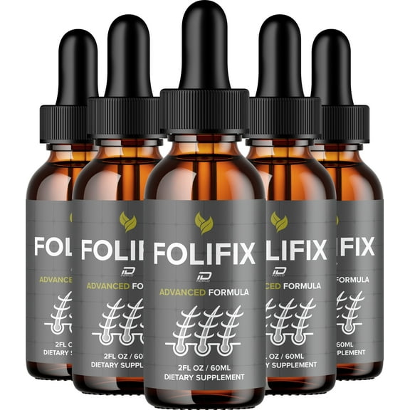 Folifix Liquid Drops – Folifix Hair Supplements Healthy Organic Support, 5 Pack, 5 Month Supply