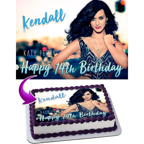Katy Perry Edible Cake Image Topper Personalized Picture 1/4 Sheet (8"x10.5")