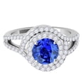 thumbnail image 3 of Mauli Jewels Engagement Rings for Women 1.91 Carat Halo Split Shank Interwined Design Tanzanite prong 14k White Gold, 3 of 8