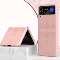 Dteck Stylish Case for Samsung Galaxy Z Flip 3 Embossed Flower Leather Pattern Ultra Slim Thin Shockproof Protective Case For Samsung Galaxy Z Flip 3,Pink