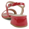 thumbnail image 3 of Soda Shoes Women Ankle Strap Sandals Low Block Heel Single Band EPISODE-S Hot Lipstick Red 11, 3 of 5