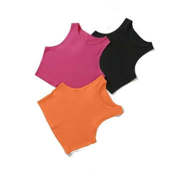 Women's Casual Plain Tank Round Neck Multicolor Tank Tops & Camis S (4)