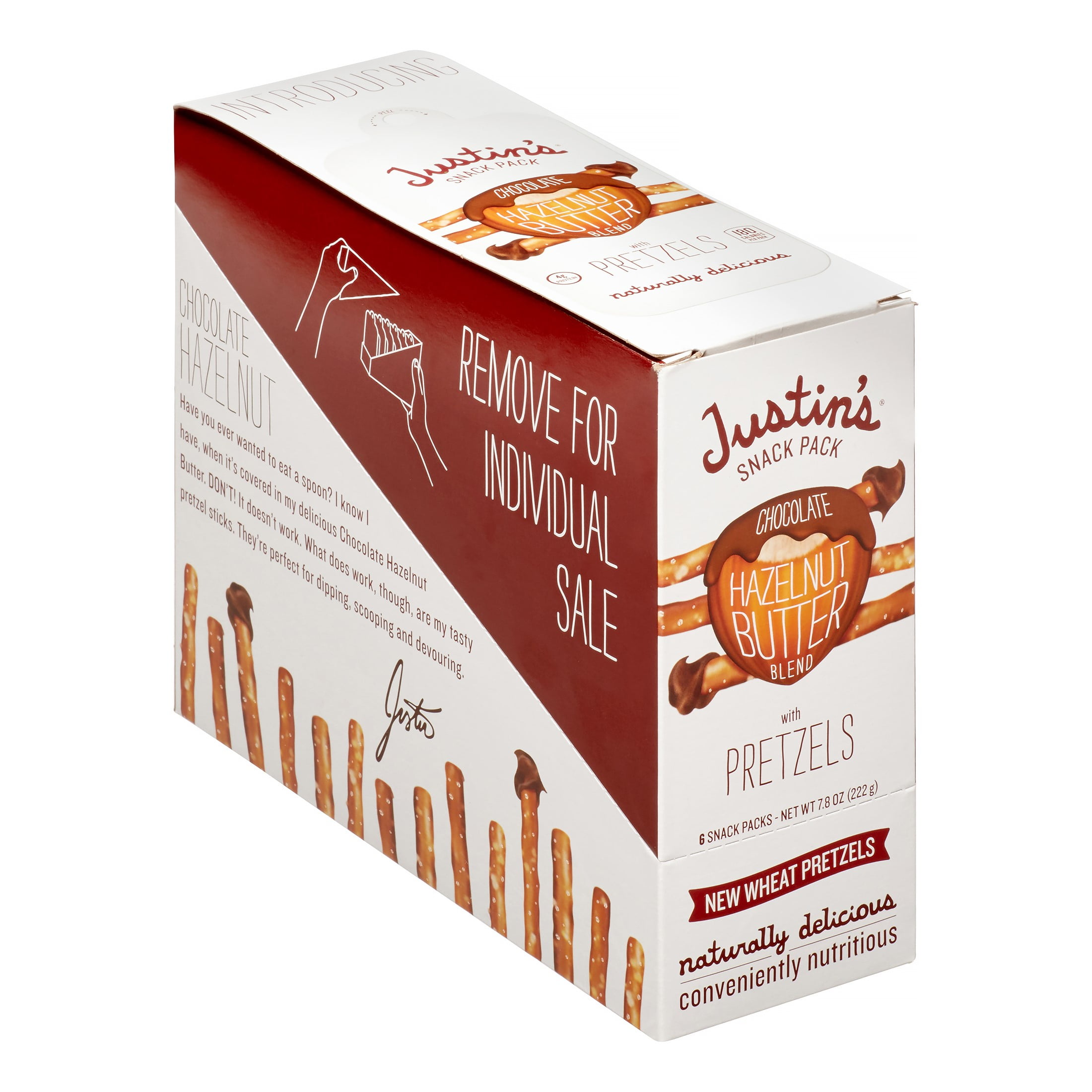 Justin's Chocolate Hazelnut Butter Blend with Pretzels, 1.3 Oz by Justin's