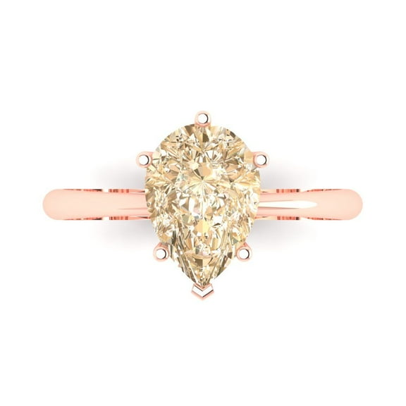Solitaire Engagement Ring for Women - 2ct Natural Morganite in 18K Rose Gold Promise Ring