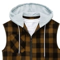 thumbnail image 4 of Juesizh Sleeveless Shirts for Men Plus Size Hooded Button Vest Casual Fashion Plaid Print Patchwork Tank Tops, M-3XL, 4 of 5
