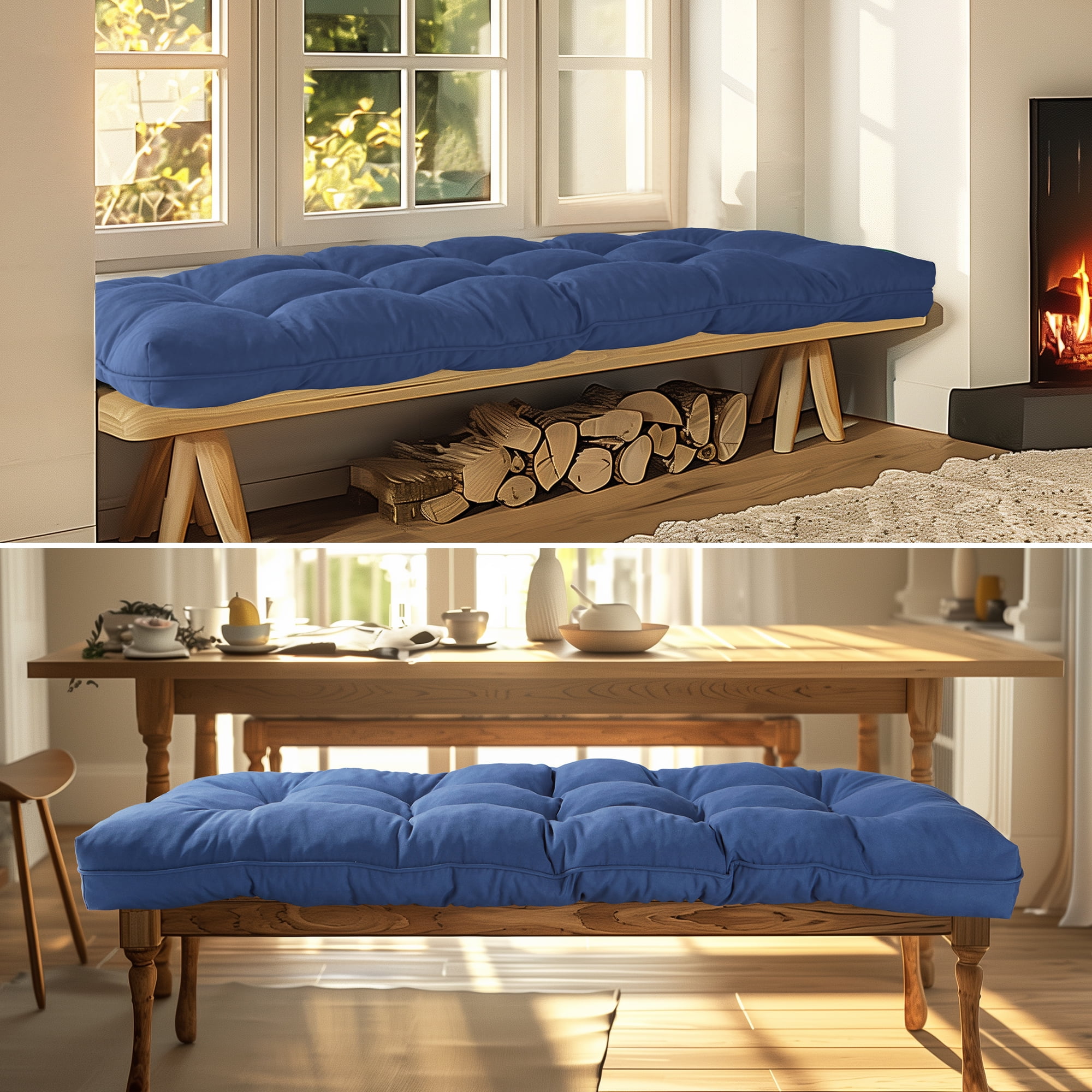 UNIKOME 44.5" x 19" Navy Outdoor Bench Seating Cushion, Water Resistant