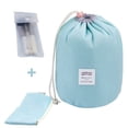 thumbnail image 1 of Bolsa de cosméticos con cordón de viaje, bolsa de cosméticos con diseño de cubo impermeable, juego de viaje, organizador de baño, organizador de cosméticos, tela Oxford 210, azul macaron Ormromra WFLD-134, 1 of 1