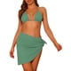 thumbnail image 1 of Conjuntos de bikini de 3 piezas para mujer, con halter, malla hueca y pareo, falda de playa, traje de baño grande en gris y verde, 1 of 5