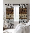 thumbnail image 3 of Cute Dog Claws Blackout Curtains, Light Blocking Print Window Curtains, Farmhouse Brown Grey Wooden Puppy Pawprints Thermal Insulated Window Drapes for Living Room 2 Panels, 104"W x 63"L, 3 of 9