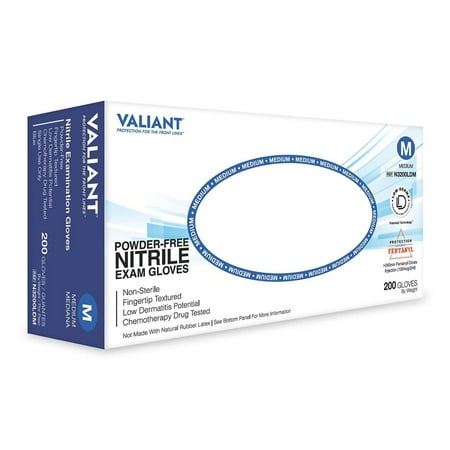 

Valiant N3200LD Nitrile Exam Gloves Single Use Only Fingertip Textured and Accelerator Free Berry Blue Medium 200 Per Box