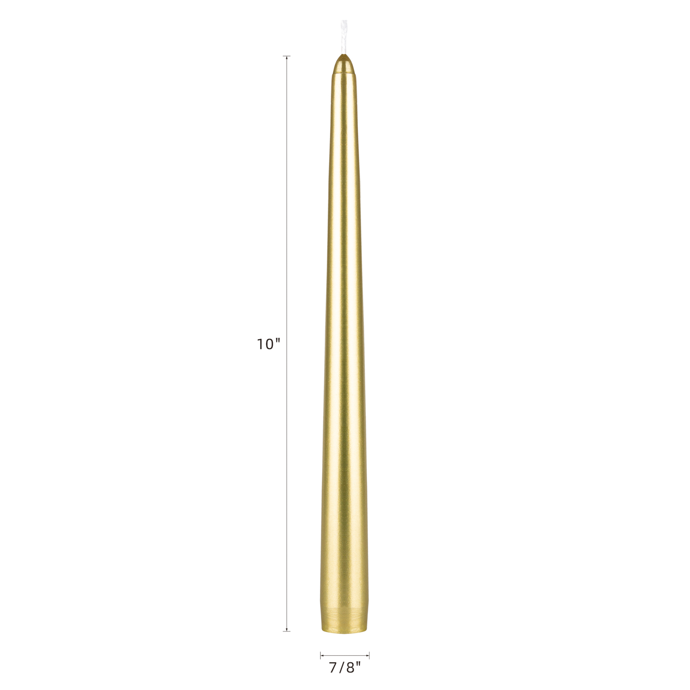 Mega Candles 12 pcs Unscented Gold Taper Candle, Hand Poured Wax Candles 10 Inch x 7/8 Inch, Home Décor, Wedding Receptions, Baby Showers, Birthdays, Celebrations, Party Favors & More