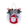 thumbnail image 1 of Decoración de coronas navideñas, cartel colgante con lazo de cinta y ramas de pino artificiales, hojas verdes, 1 of 5