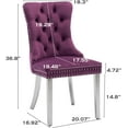 thumbnail image 7 of JESTOP Velvet Dining Chairs Set of 2, Tall Back Side Chair, Modern Upholstered Side Chair with Button Back Ring, Silver Plated Stainless Steel Legs (Purple), 7 of 7