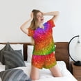 thumbnail image 5 of Sikiie Colorful Glitter Womens Pajama Sets Short Sleeve Top With Pants Sleepwear 2 Piece Lounge SetLarge, 5 of 6