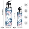 thumbnail image 2 of 600ml Vacuum Insulated Sports Water Bottle with Foldable Straw Stainless Steel Portable Thermos Cup Coral Colors Palm Trees, 2 of 7