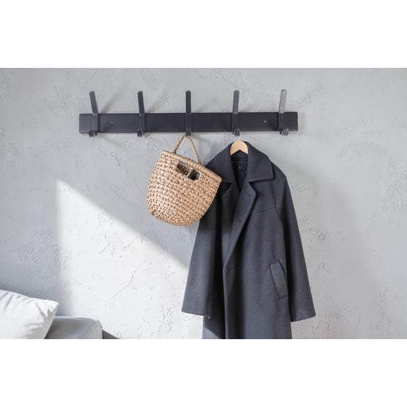 Mainstays 15.5" 5 Hook Matte Black Metal Hookboard