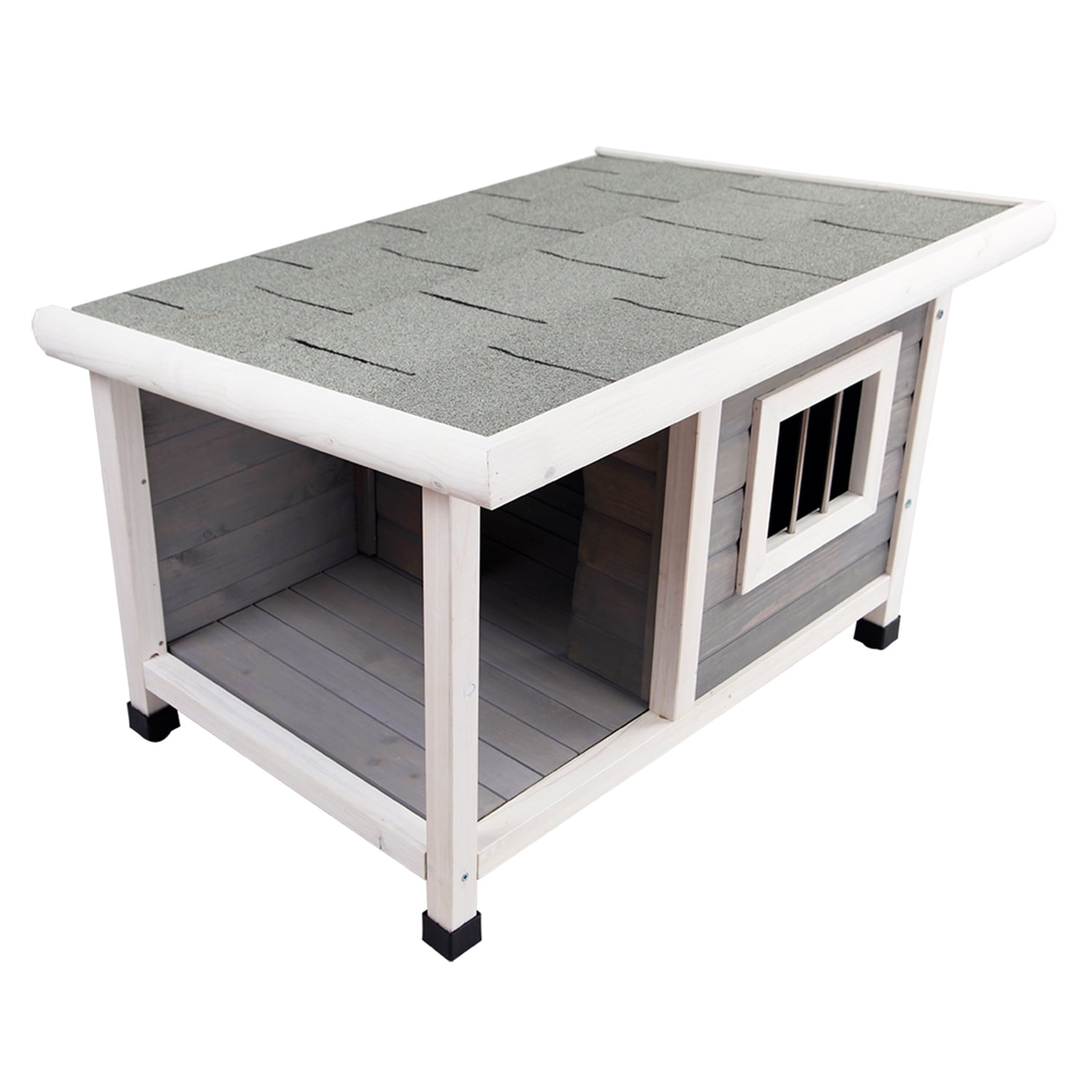 Pefilos 33" Wood Dog Houses for Small Dogs, Outdoor Weatherproof Pet Cat House with Hinged Roof, Beige Pefilos 33" Wood Dog Houses for Small Dogs, Outdoor Weatherproof Pet Cat House with Hinged Roof, Beige