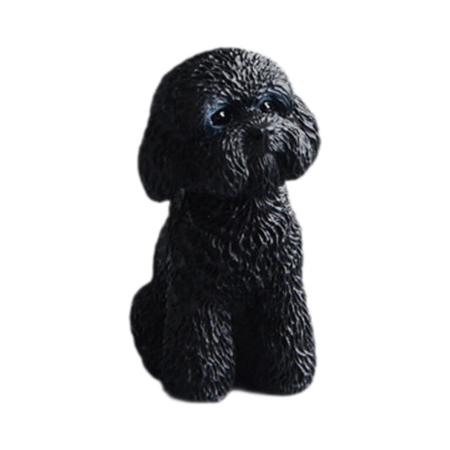 Figura de perro en miniatura, adorno de escritorio de resina, linda decoración para tablero de automóvil. negro en cuclillas