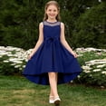 thumbnail image 6 of Miluxas Girls Dresses Summer Ruffle Sleeve Mesh A Line Casual Party Dresses Belted Dress Navy 15-16 Years, 6 of 7