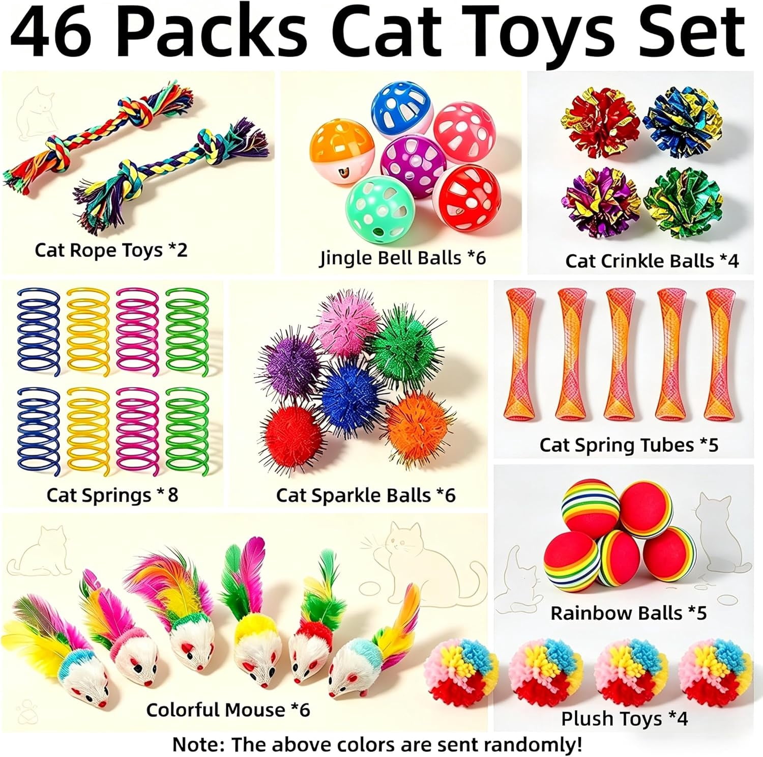 11 PCS Interactive Cat Toy for Indoor Cats, Kitten Toys with 4 Hanging Door Cat Toys and 7 Multiple Replacement Heads for Indoor Self Play & Exercise