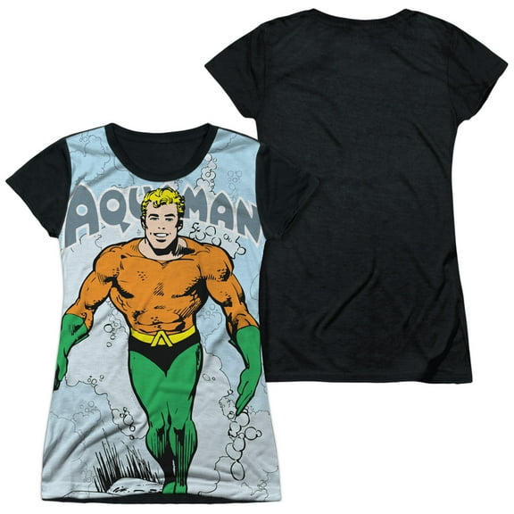 Dc - Clasic Aqua - Juniors Teen Girls Black Back Sleeve Shirt - XX-Large