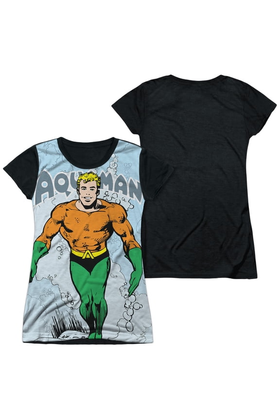 Dc - Clasic Aqua - Juniors Teen Girls Black Back Sleeve Shirt - Large