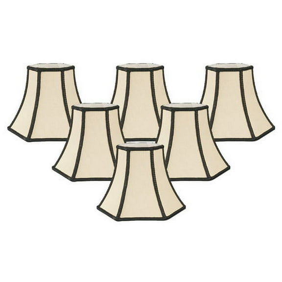 Royal Designs, Inc. Decorative Trim Hexagon Chandelier Shade CS-403BG-6, Beige, 2.5 x 5 x 4.5, Pack of 6