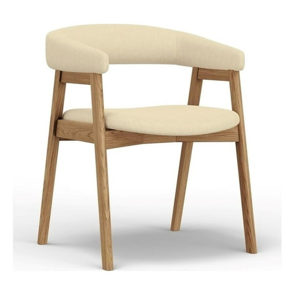 Pemberly Row Contemporary Upholstered Set of 2 Dining Chairs in Natural