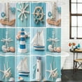thumbnail image 2 of Coastal Ocean Bathroom Shower Curtains with 12 Hooks Polyester Waterproof Shower Curtain for Stalls and Bathtubs Nautical Lighthouse Blue Wooden Decorative Bathroom Privacy Curtain 72x78 Inches, 2 of 9