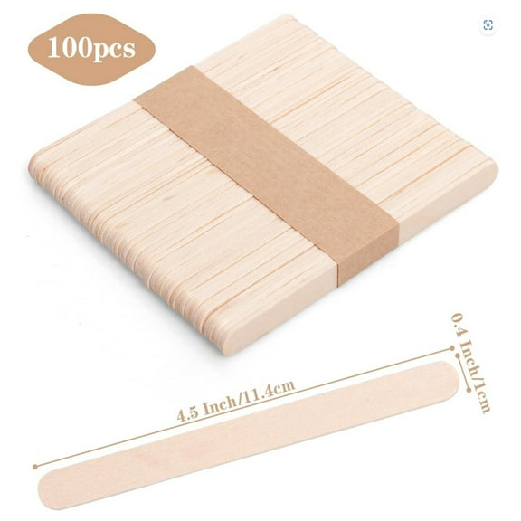 100Pcs Popsicle Sticks - 4.5 Inch Craft Sticks Ice Cream Sticks,Wooden Sticks for Crafts,Natural Wood Popsicle Craft Sticks,Ice Pop Sticks for DIY Crafts