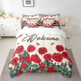 thumbnail image 2 of Red Farmhouse Flower Bedding Set King Spring Bee Geranium 7 Piece Bed In A Bag Rustic Blossom Floral Comforter Set Green Leaf Bed Set With Comforter,Sheets Pillow Case And Covers, 2 of 5