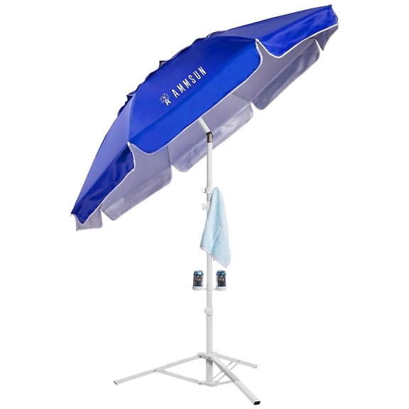 AMMSUN 6.5ft Lightweight Sports Beach Umbrella Portable Shade with Stand for Outdoor Games,Blue